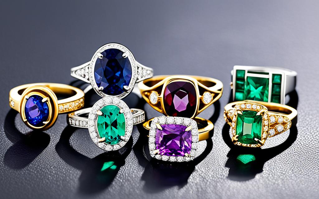 multi coloured gemstone rings
